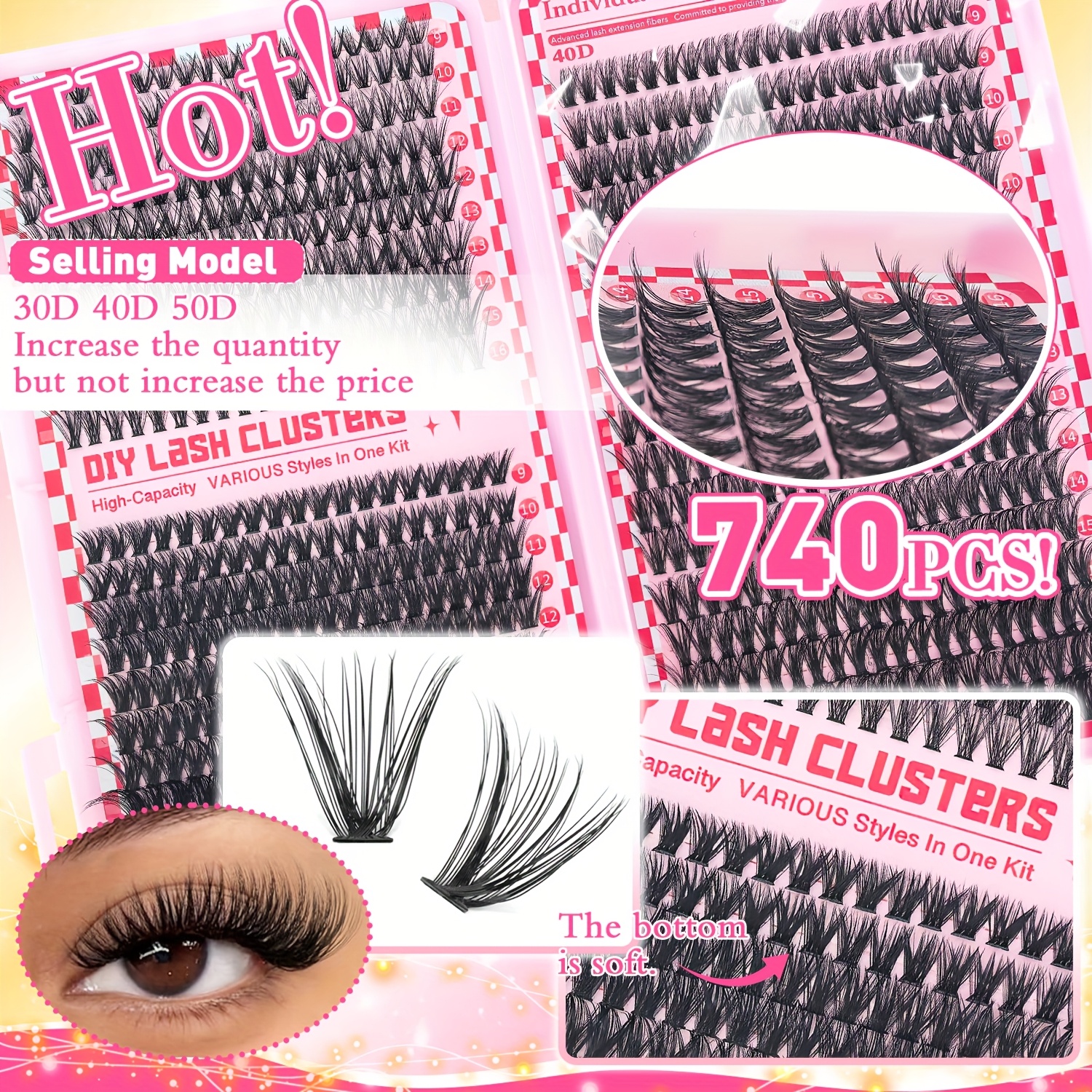 15pcs set mixed length 9 16mm d diy eyelash sion individual eyelashes kit 30d40d50d80d fish tail eyelash anime eyelash with tool natural thick ultra soft reusable wedding music festival thanksgiving day and daily use gift set details 3