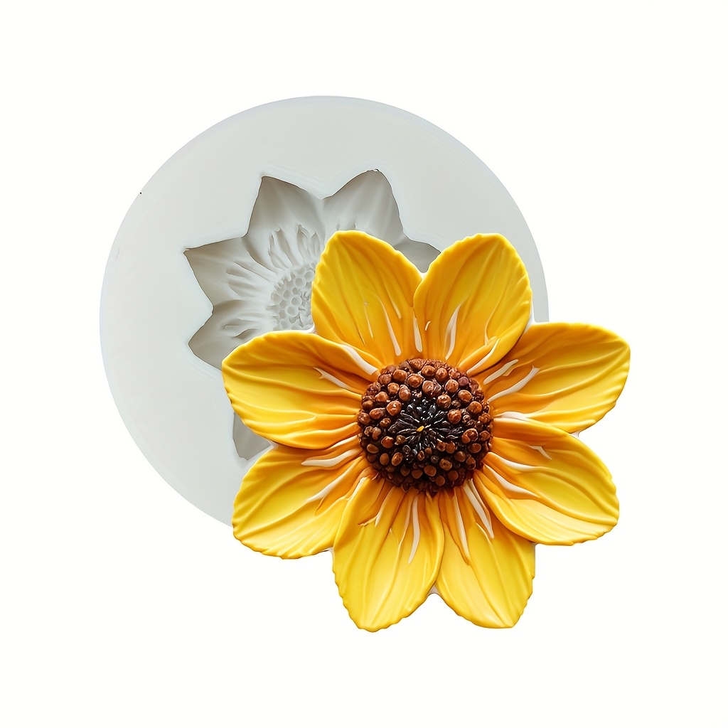 E-shop 1 Stück 3D-Sonnenblumen Silikonform, Gießform für Harz, Kerzen, Seife, Tonarbeiten, Steine, Heimdekoration – Ideal für Valentinstag,