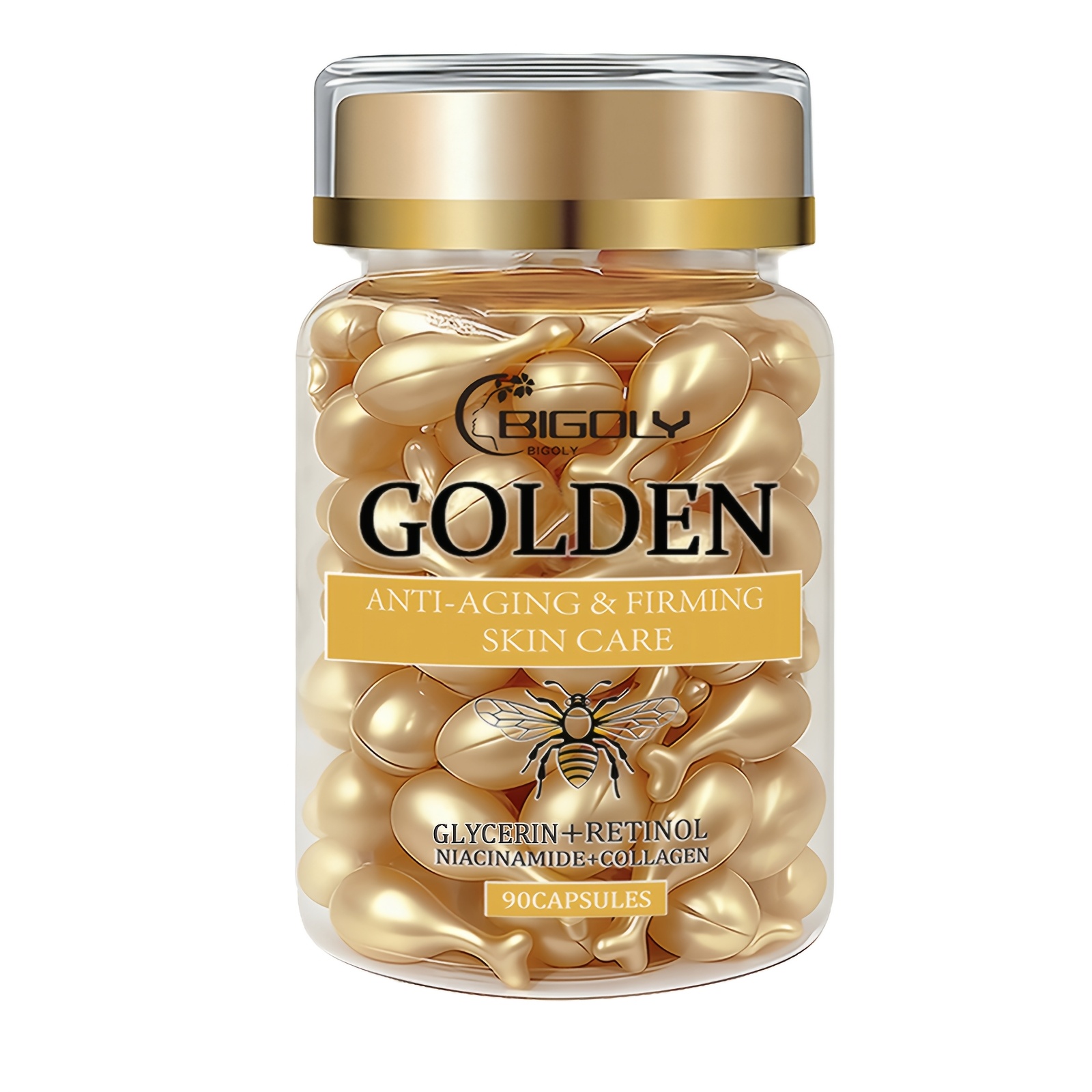 90 Capsule de Colagen, Esență Hidratantă și Hidratantă Bogată în Acid Hialuronic și Retinol, Pentru Piele, Potrivită pentru Toate Tipurile de Piele, Hidratare Profundă și Hidratantă, Ser Facial Fermitate, Potrivită pentru Călătorii și Utilizare Zilnică, Îngrijire a Pielii