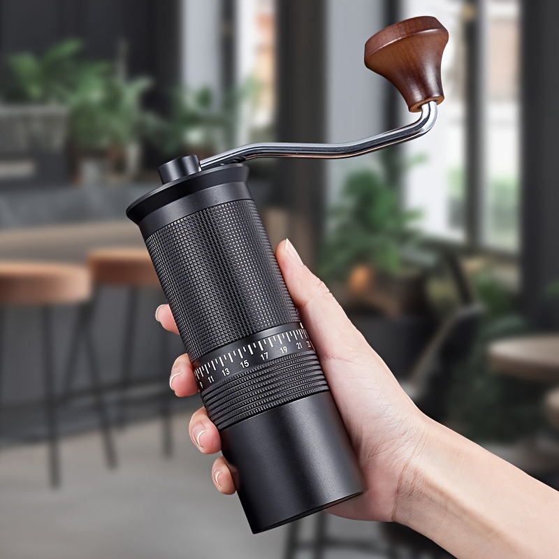 Image of Premium Grinder With External Adjustment, Portable Hand Crank Mill, Coffee Beans Grinder With Wooden Handle, Non-electric, Round Shape, 25g Capacity For Travel & Home Use