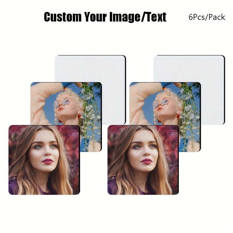 TEMU 6pcs/8pcs/15pcs/16pcs Personalized Custom Anti-scald Heat-insulating Coasters, Diy Photo/text/logo Single-sided Printing, Rubber-backed