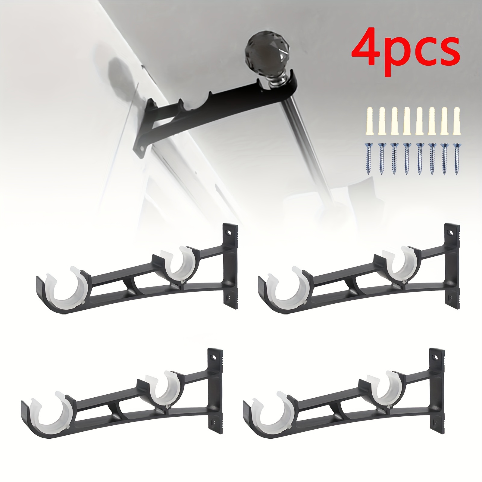 

4pcs Aluminum Alloy Curtain Rod Mounting - , Double Rod Brackets For And