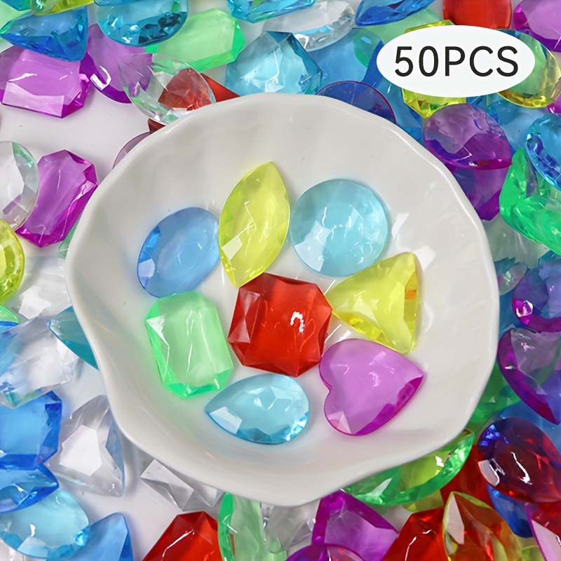 TEMU Assorted Packs Of Acrylic Gemstone-shaped Decorative Beads In Quantities Of 20, 50, Or 100, Perfect For Table Scatter Decoration And Styles For