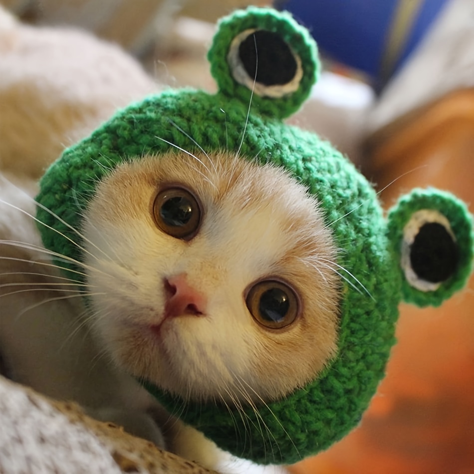 

1pc Hand-woven Pet Hat - Cozy Polyester, Headwear For Small , Easy Pullover Style