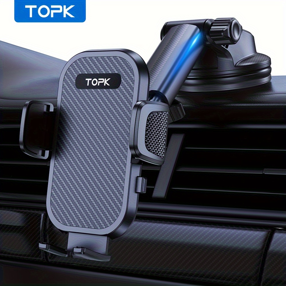 

Topk D42n Dashboard Car Phone Mount, Adjustable Hands- Phone Holder, 360° Rotation, Waterproof, Abs Material, Auto Vehicle Compatible, Full-angle Adjustment For All Smartphones