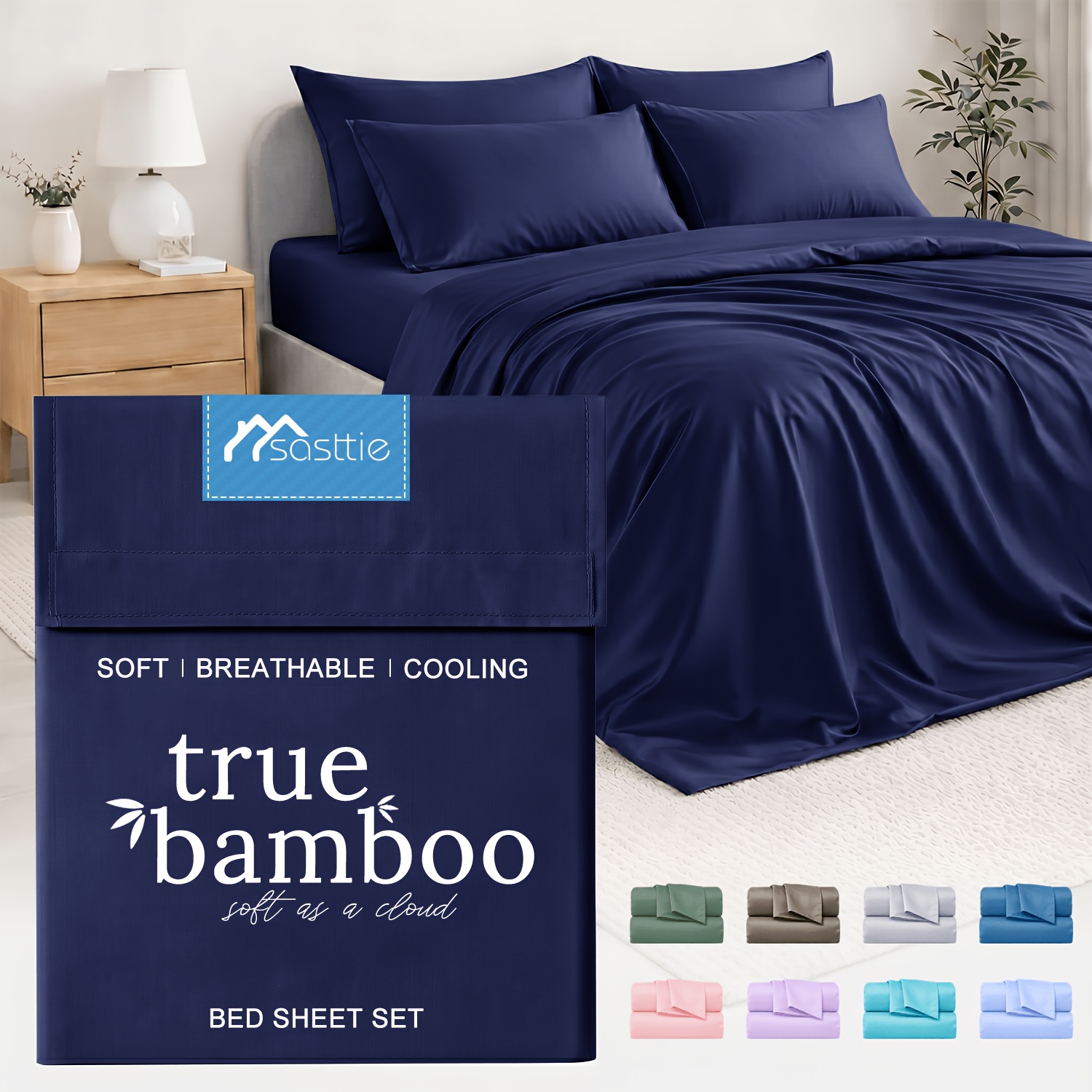 TEMU 100% Bamboo Derived From Bed Sheets - 3/4pcs Skin-friendly Bedding - Soft And Breathable Bamboo Bedding Sheets | Bamboo Bedding Sheets And