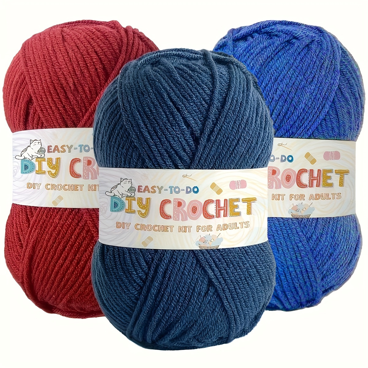 

3-pack 50g Diy Crochet Yarn, Fashionable Twist Knit, Polyester, For Jewelry Making, Beadwork, Craft Accessories, Diy Craft Kit For Adults