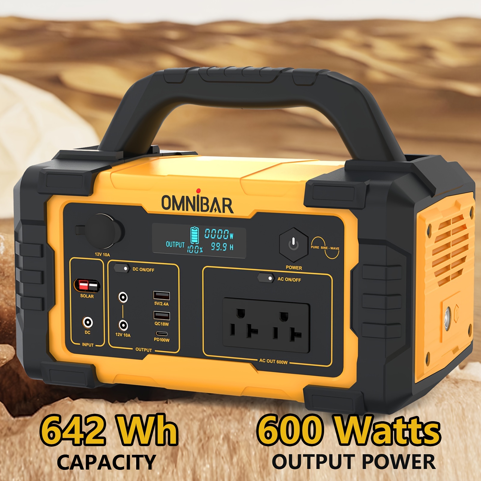 

647wh - Charging Charge, 120v Ac Outlets, Dc , Led , And Battery For , , Camping, And Emergencies ( 1200w)