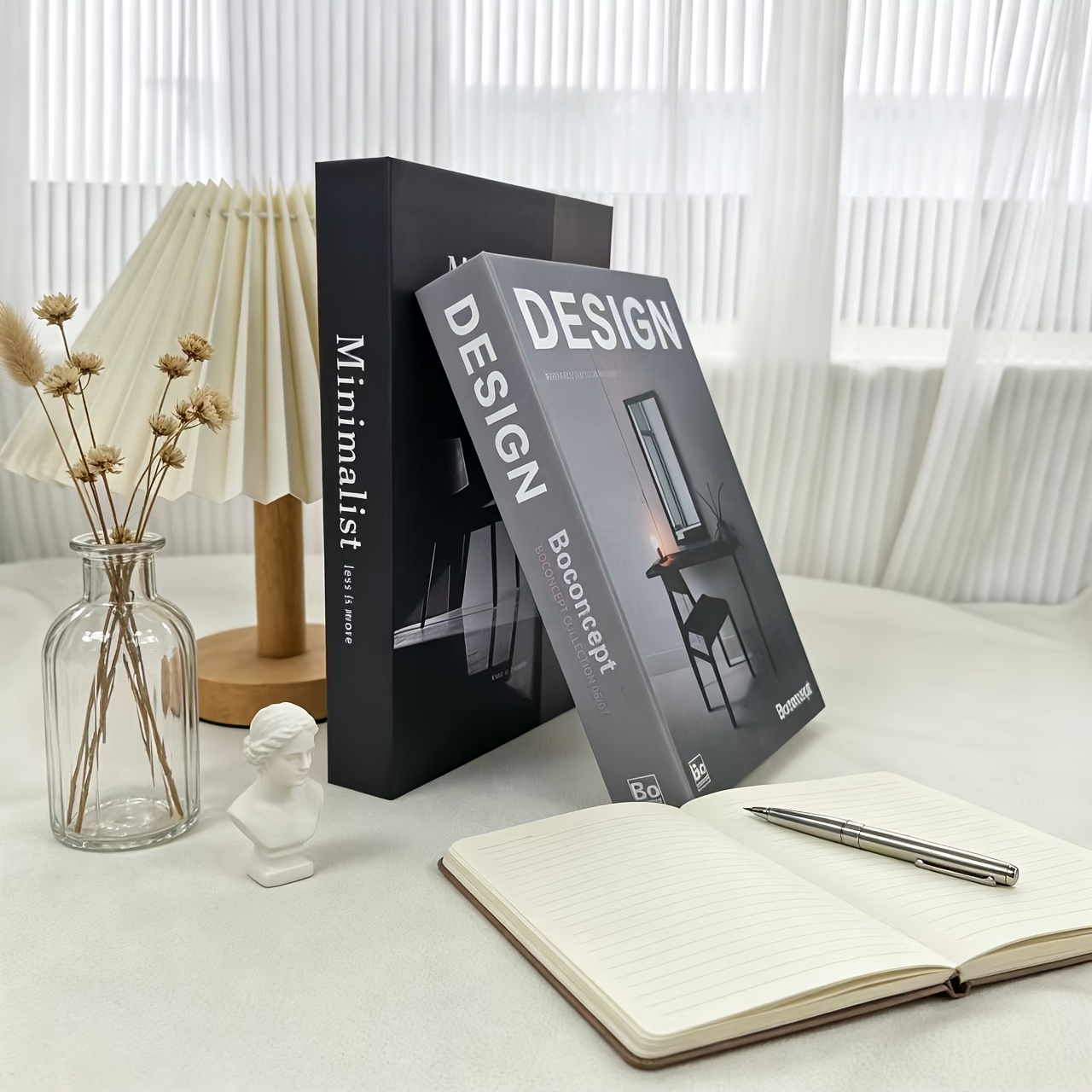 TEMU Modern Minimalist Style Decoration Book Set (2 Volumes) - Hardcover Cover, Double-sided Printing, Textured Fake Book. Coffee Table Bookshelf