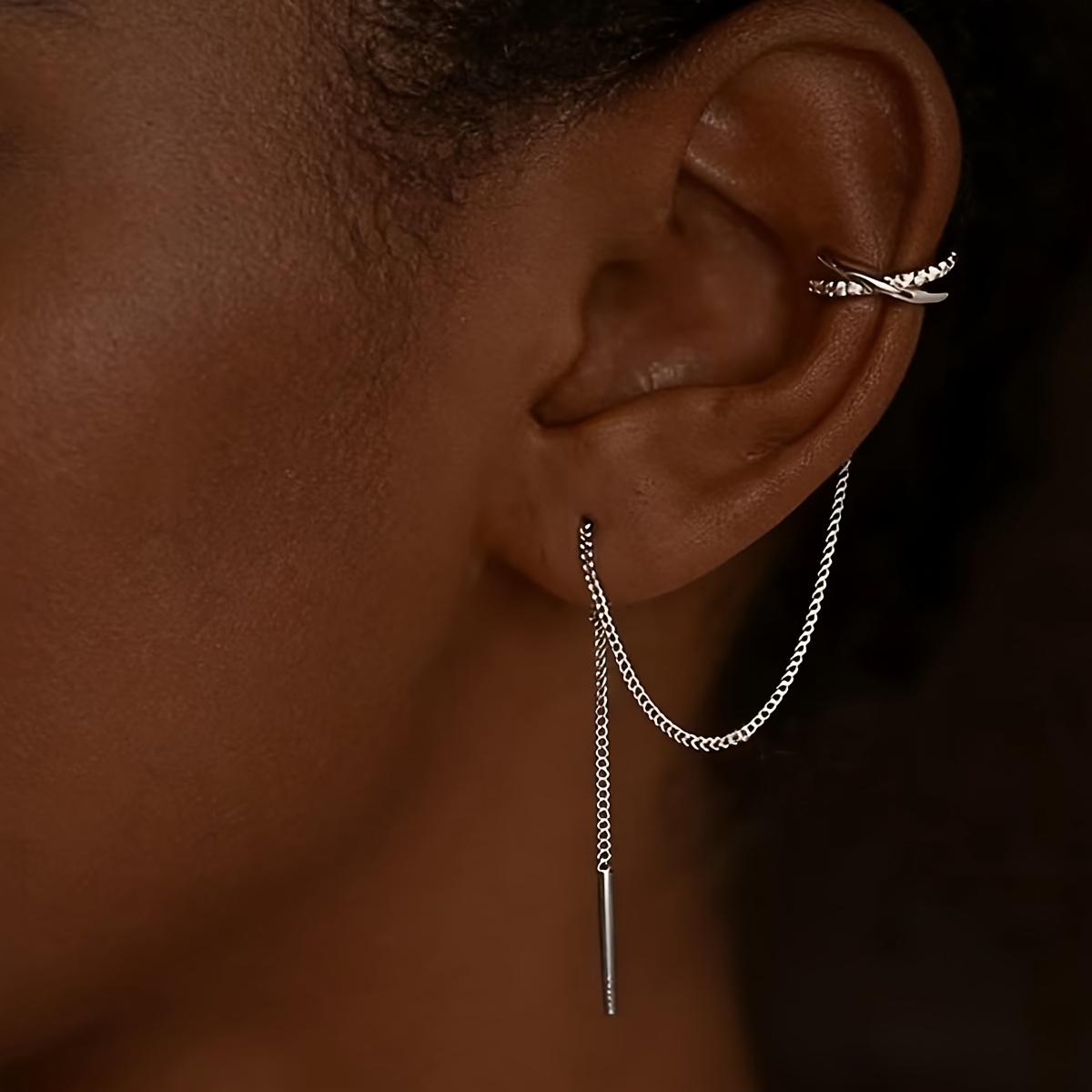 TEMU 2pcs Women's Fashion Long Tassel Drop Earrings, Adjustable Clasp Design, Suitable For Daily Wear, Parties And Vacations, A Perfect Gift For Her