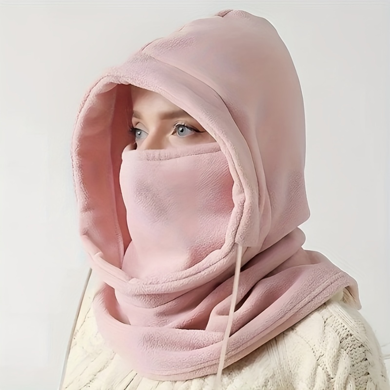 TEMU Balaclava Hooded Scarf, Windproof, A Neck , Unisex Drawstring Ski , Suitable For Cold , Cycling