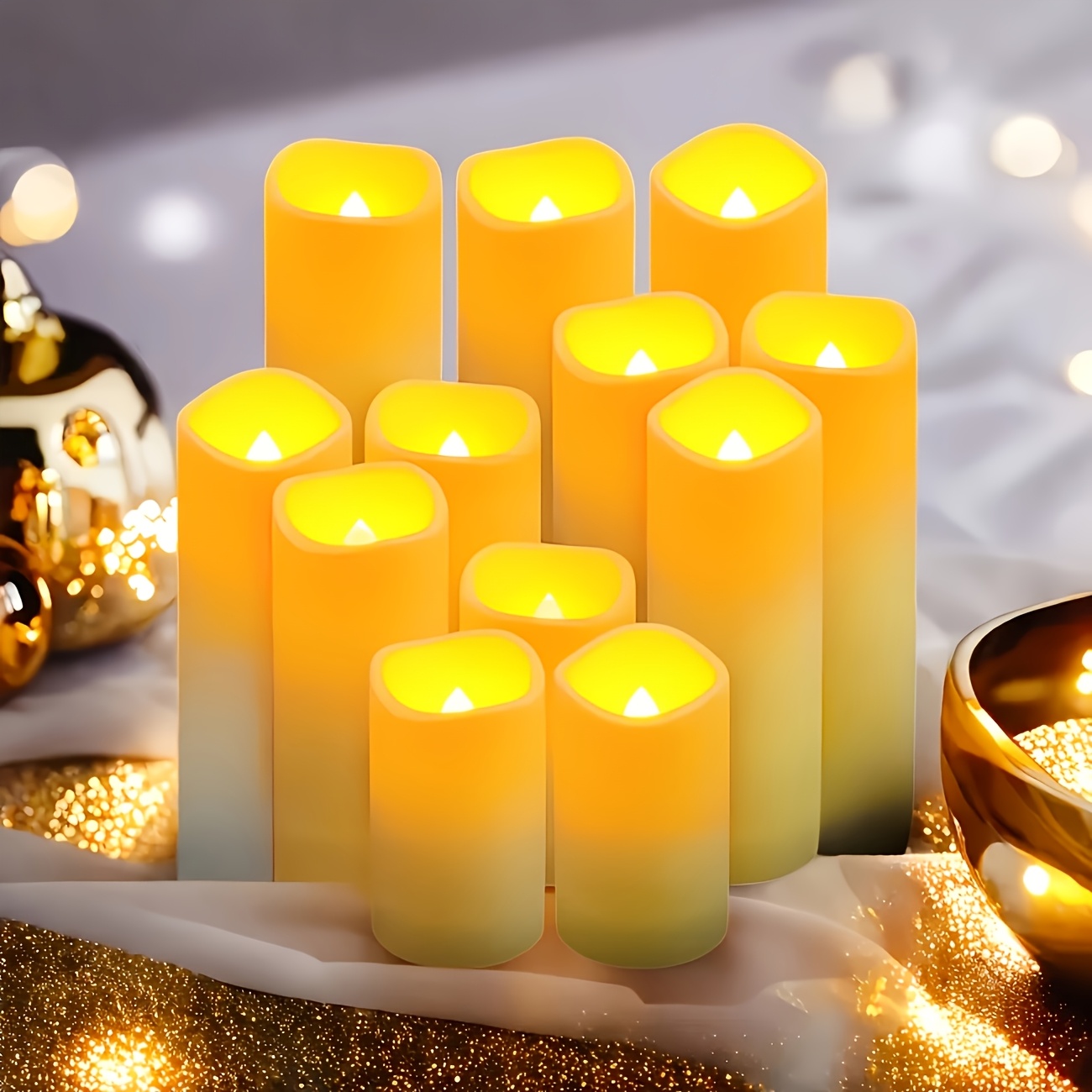 TEMU 12 Pack Fireless Candle Light Set, Electronic Candles, Led Candles, Battery Operated (batteries Not Included), Suitable For Home, Bedroom,