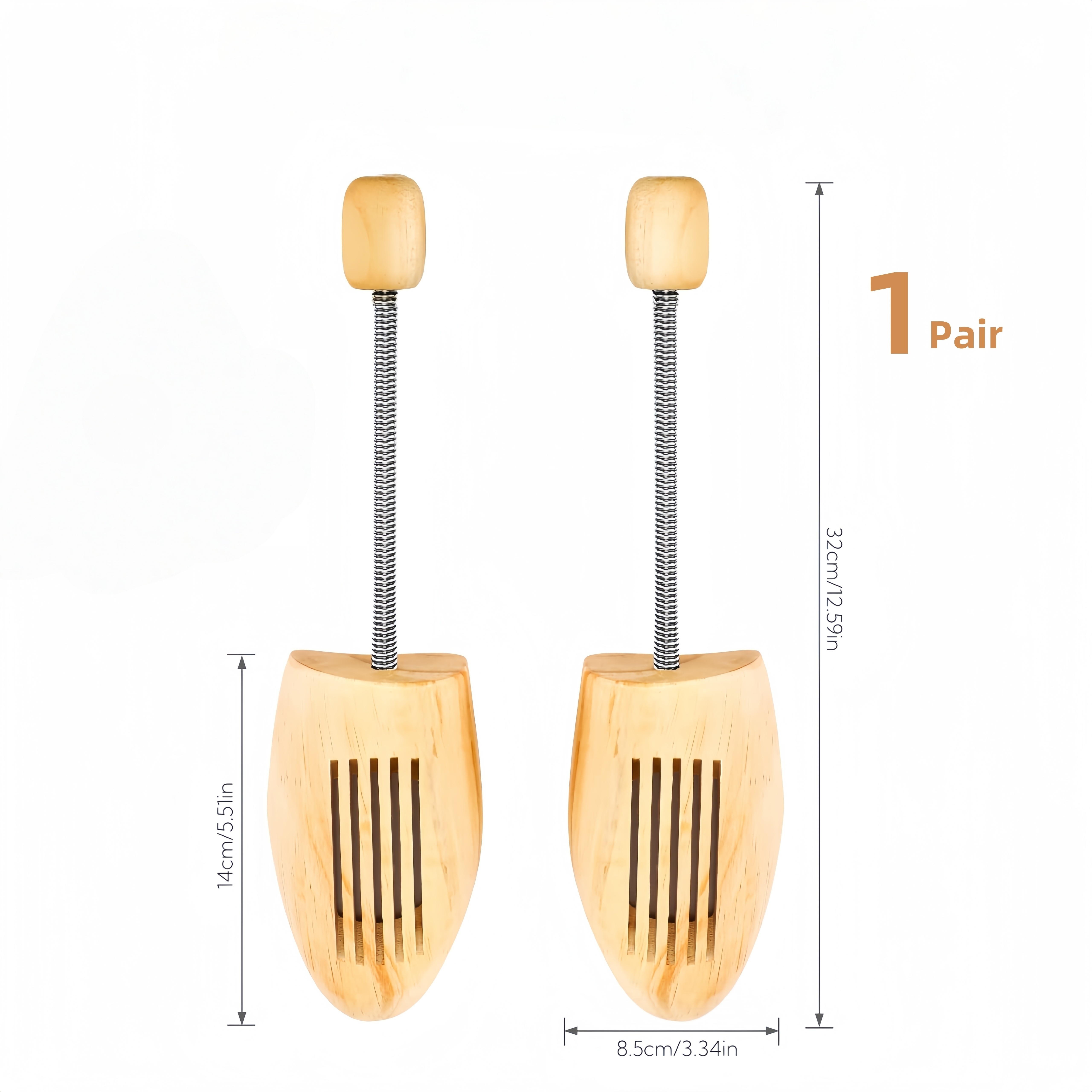 Solid Pine Shoe Trees, Set of Two with Shoehorn