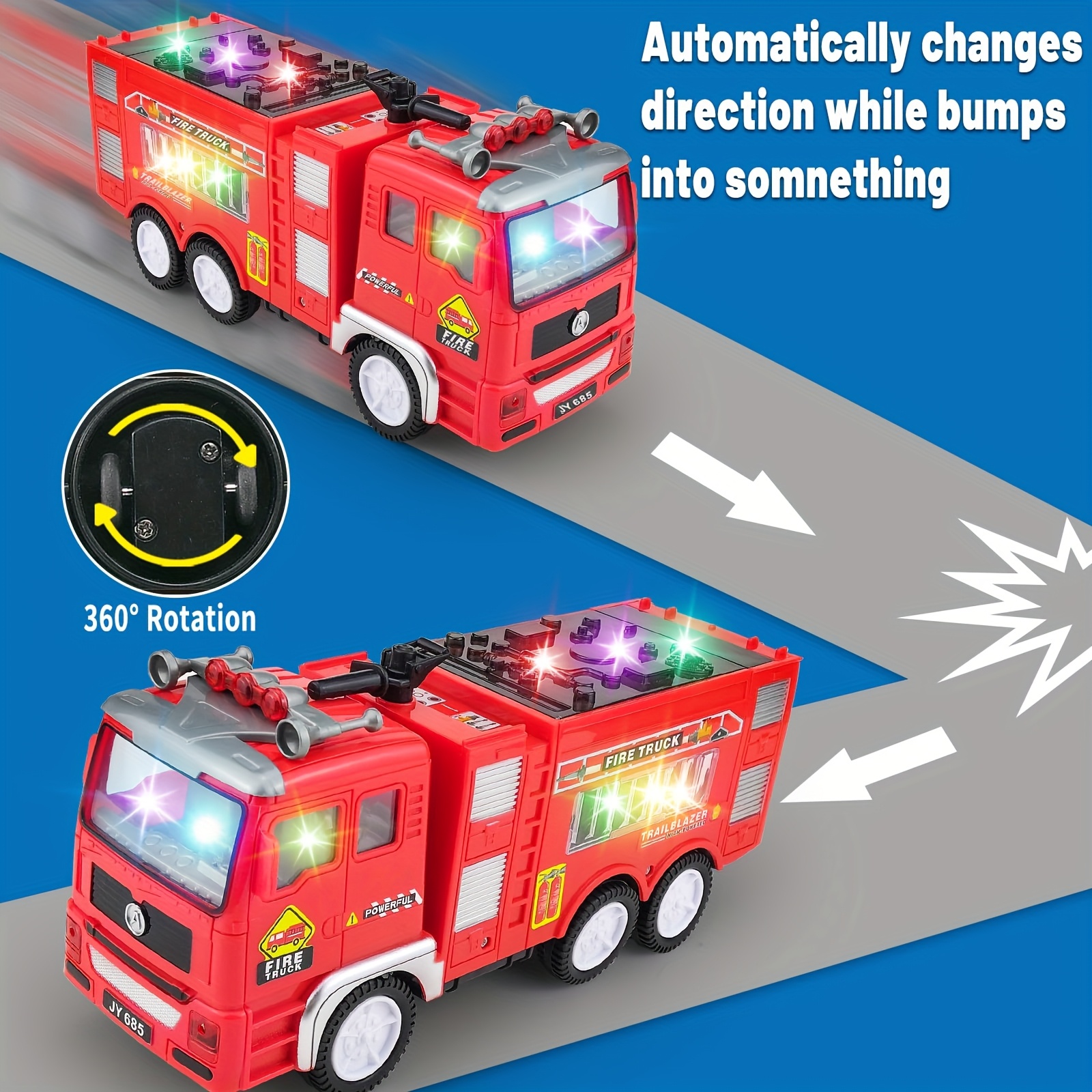Children's Outdoor Furniture Fire Engine Model Toys With Sound 4D Light Show Universal Wheels Sliding Indoor Outdoor Toys Suitable For 3+4 5 6 7 8 Boys And Girls Birthday Gift Holiday Gift