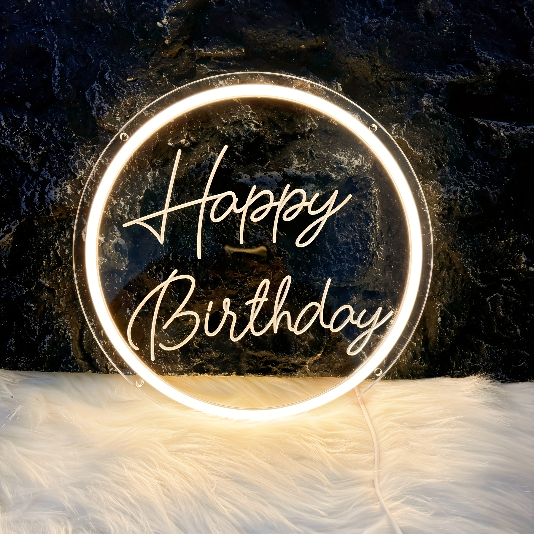 Liuyang Happy Birthday Neon Signs For Wall Decor Warm White Light Up Sign For All Birthday Party Decoration Led Sign For Backdrop Usb Powered Led Neon Light For Bedroom