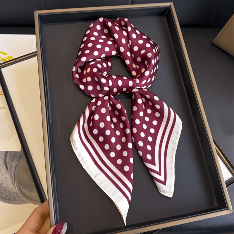 TEMU Nieuwe dames vierkante sjaal met stippenpatroon 2026, 27,5 inch, gladde en zachte textuur, multifunctioneel gebruik