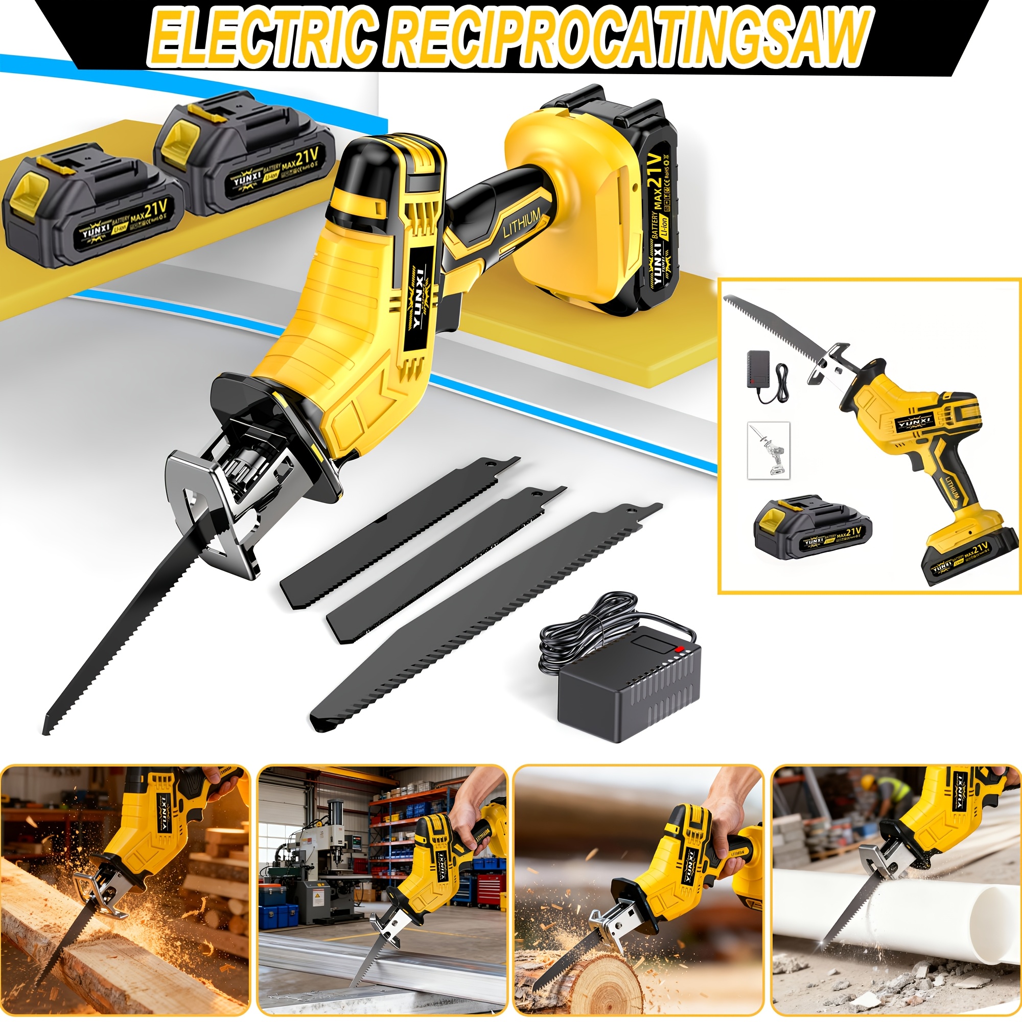 newly   electric reciprocating saw cordless design   large capacity battery and charger   with safety lock   with safety protection function special tool discounts mens holiday gifts