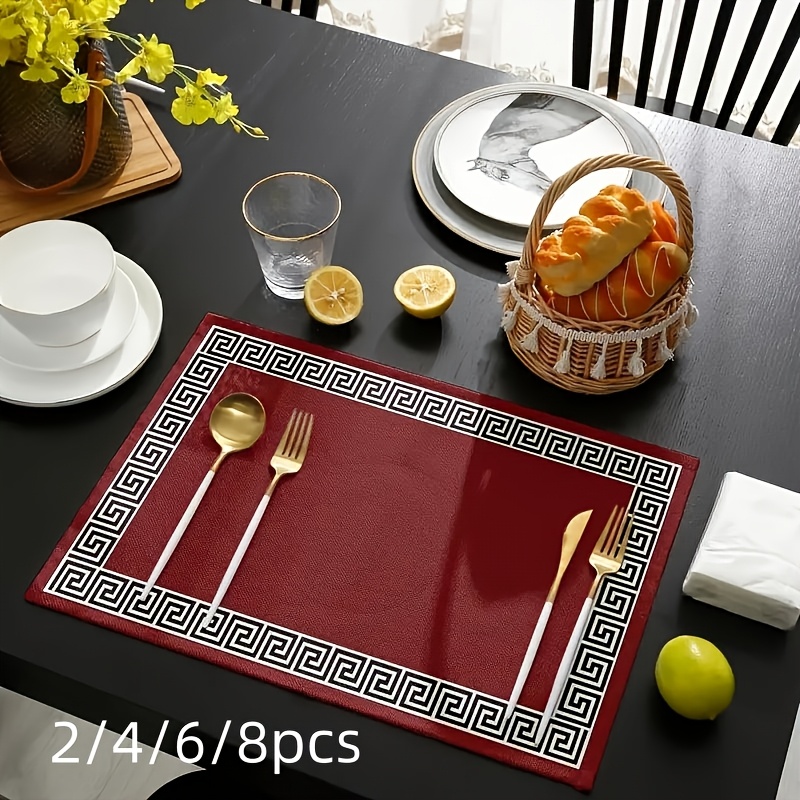 

2/4/6/8pcs Placemats - Elegant Solid Red, Heat Resistant, Simple Chinese Design - Suitable For Banquets And Daily Dining, Coffee Table, Home Decoration, 12..5 Inches