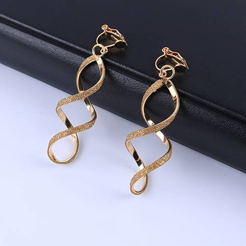 1 pair classic long curved ear clips womens no piercing ear clips