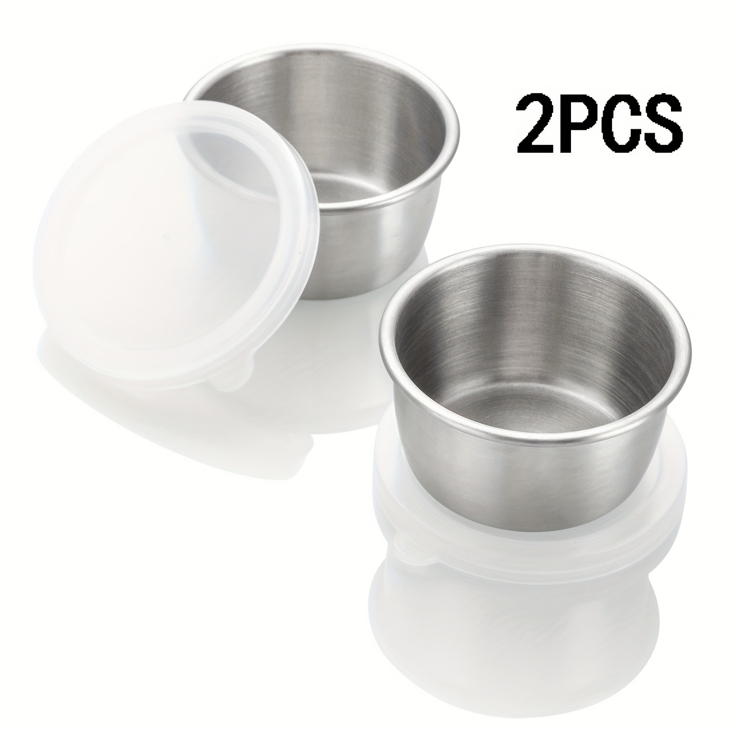 TEMU Lot de 2/4/6 contenants à vinaigrette en acier inoxydable 304 - Gobelet à sauce portable 1,6 oz avec couvercle transparent étanche, pot à