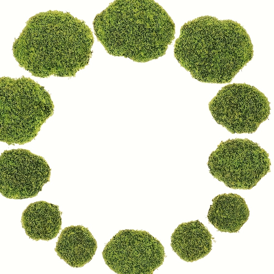 Image of 12pcs Artificial Moss Rocks, Greenery Stones For Diy Crafts Decor, Plastic Moss Balls For Reunion, No Electricity Or Battery Needed, Natural Scene Creation | Decorative Moss Balls | , Moss For Crafts