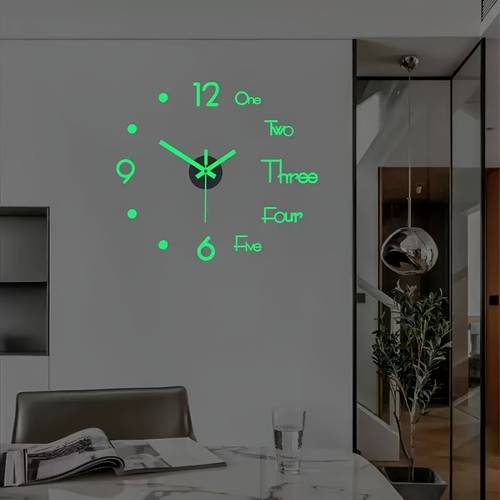 3d illuminated silent wall clock battery operated plastic round sticker clock for living room bedroom office decoration and more who can say no to a clock where without turning on the lights welcome to order