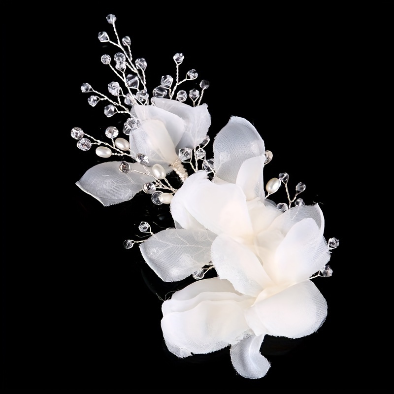 Image of 1pc Handmade White Flower Hair Clip Dress Additions Hair Evening Headdress Hair Additions