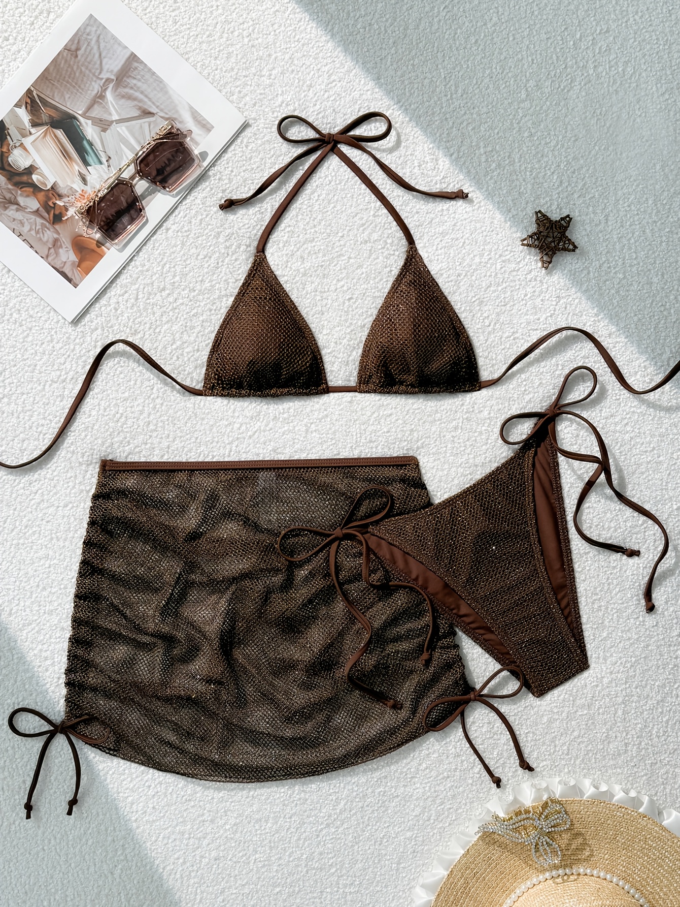 costume bagno bikini in tessuto donna set tre pezzi Temu Italy