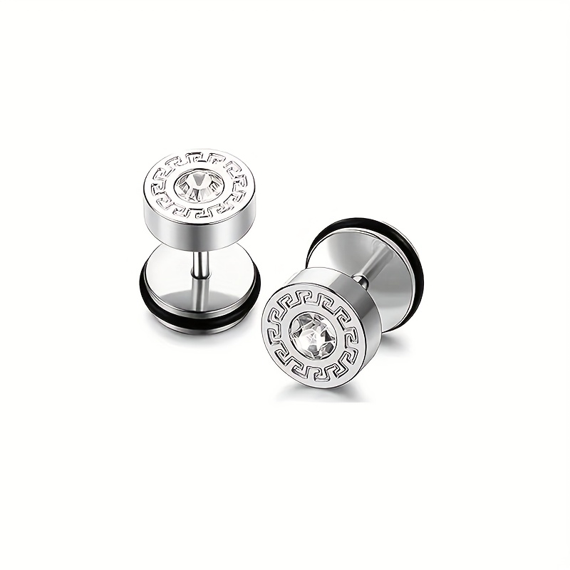 TEMU 2 Piezas de Aretes de Acero Inoxidable 304 - Moderno, Sintéticos, Superficie , Ideales para Uso Diario y Regalos, Plateado, , Dorado | Aretes de