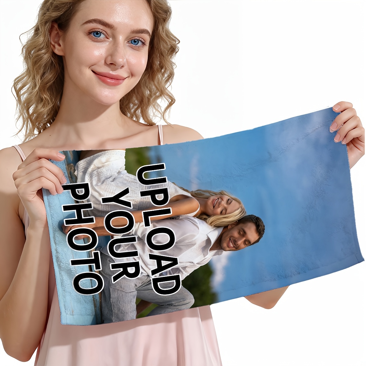 TEMU Your Photo To Customize A Long Towel, Highly Recognizable, 16*24 Inches, Convenient For Sports, Swimming, And Home Use, Aesthetically , Valuable