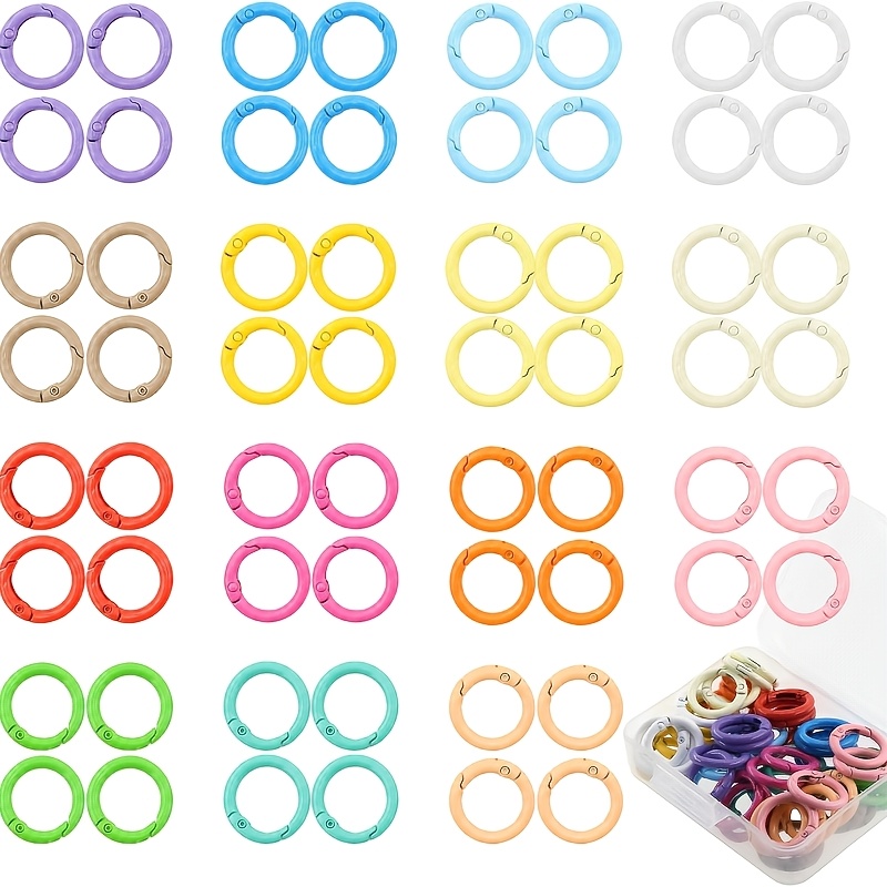 TEMU 100pcs Spring O-ring Round Snap Hook Clasps, Jewelry Making Key Rings Keychains, Bulk Assorted Color Keychains For Diy Keychains, Handbags,