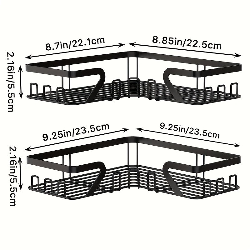 Image of Premium Two-part Bathroom Storage Set, No-drill Shower Shelf, Convenient For Organizing Shampoo, Shower Gel, And Toiletries, Adhesive Rust-resistant Bathroom Shower Storage Basket In Black