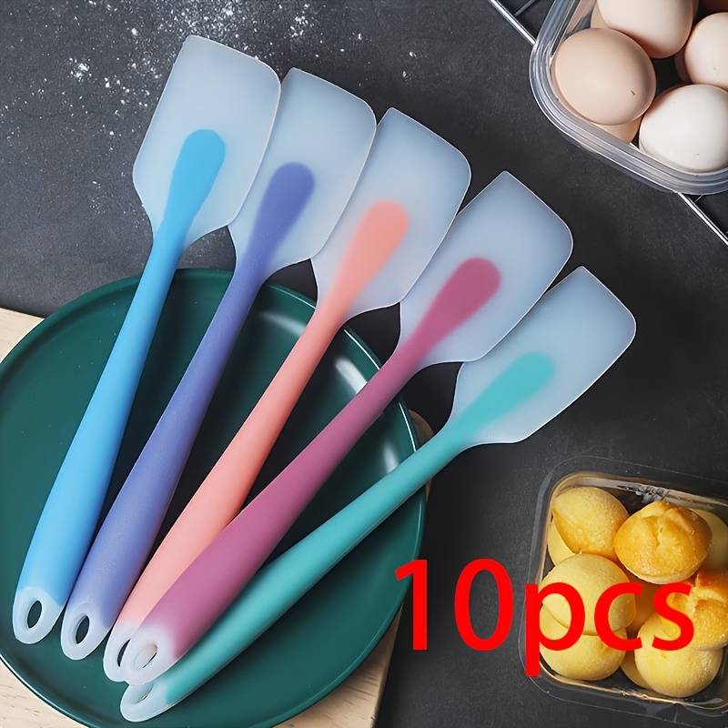 TEMU Set van 10 doorzichtige siliconen spatels, kleuren kunnen variëren. Hittebestendige en -aanbak keukengereedschappen, geschikt voor koken, en