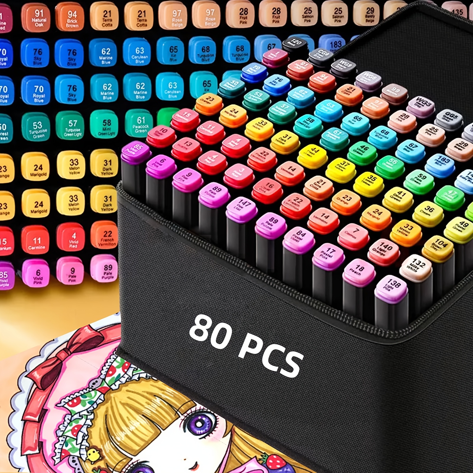 

Markers,80 Colors Dual Tip Art Markers,markers Pen With Carry Case,aesthetic Cute Preppy Stuff School Supplies,for Adult Coloring,sketching,drawing,card Making,valentine's Day And Teens Gift.