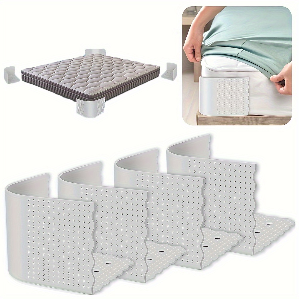 

4pcs Adjustable Bed Sheet Holders - Non-slip, Corner Clips For Mattresses & Blankets, , No To Fabric - Grey