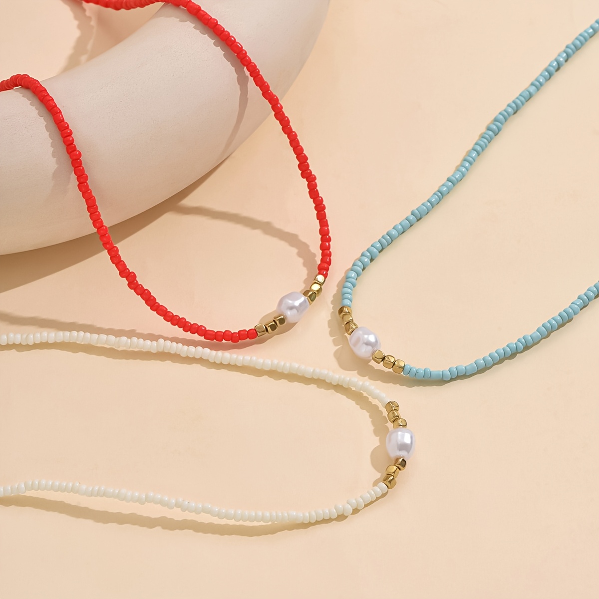 Boho Red Rice Bead Necklace & Anklet Set