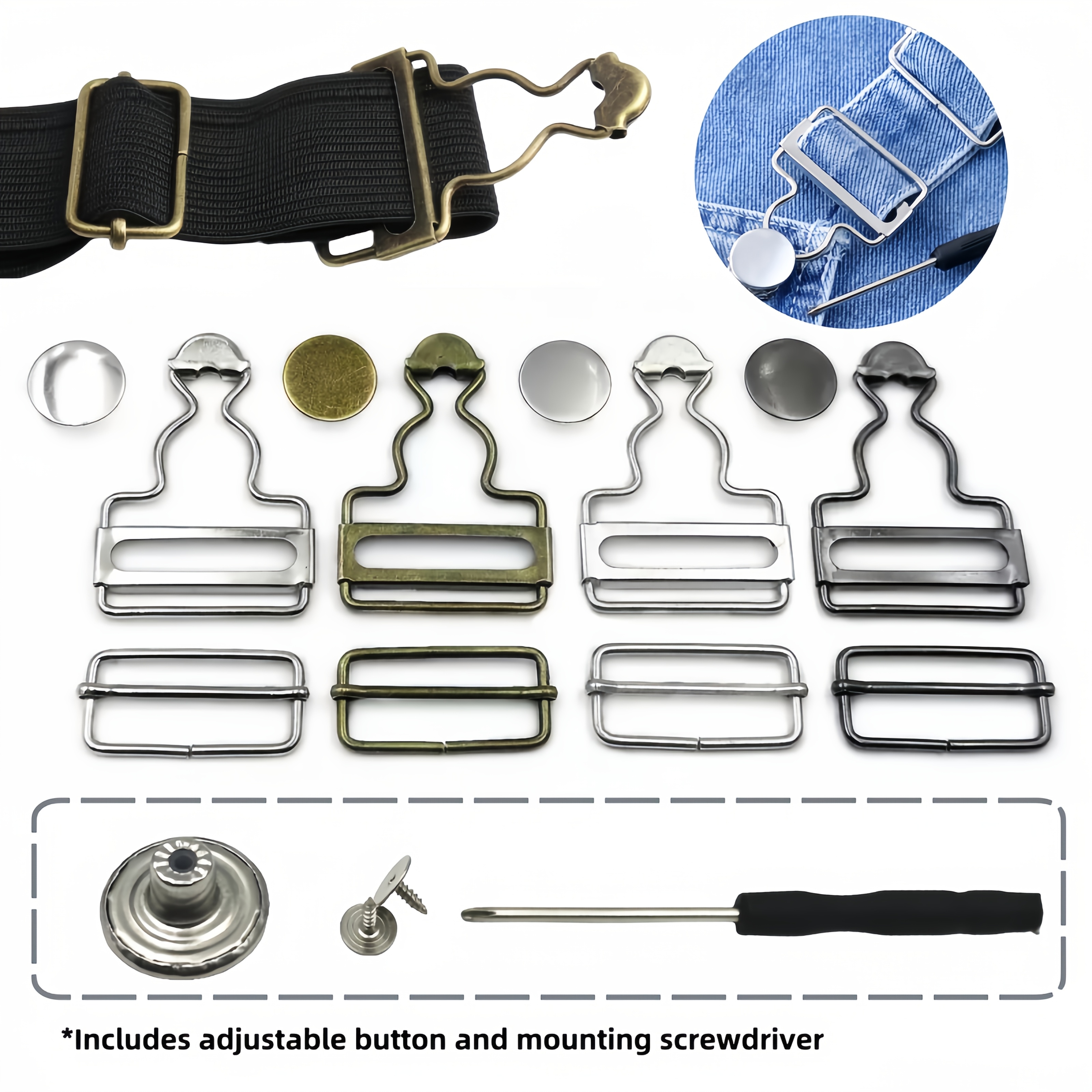 Sets of Bib Strap Hooks And Buckles, Adjustable Metal Buckles, Size:  Used for Bib, Luggage Straps, DIY Wallet Making, Multiple