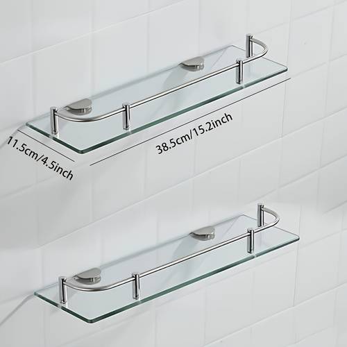 2pcs rectangular glass shelves bathroom storage rack practical shelf for kitchen and bathroom utility racks