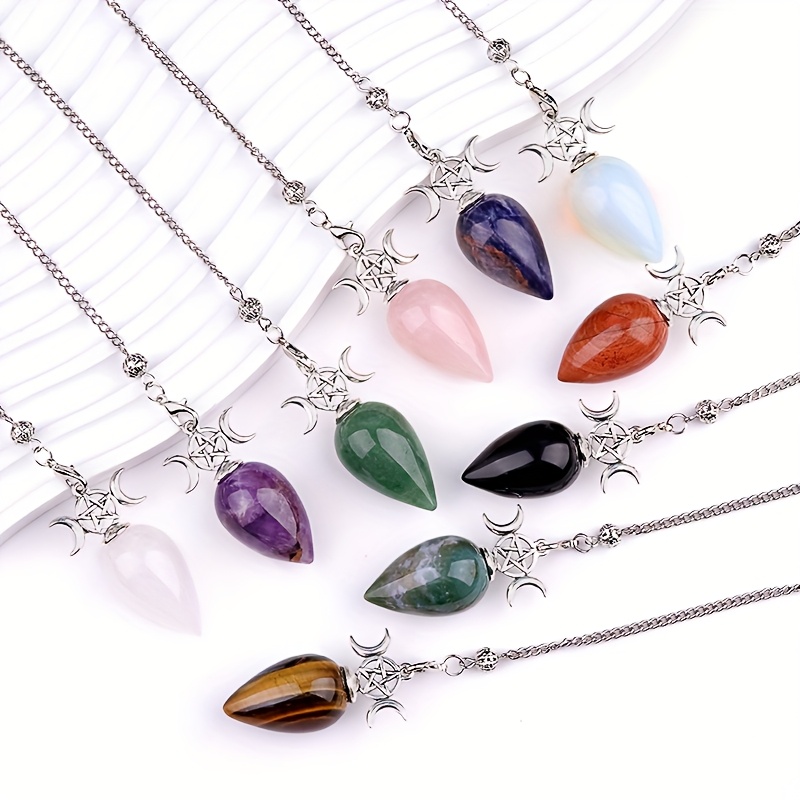 5pcs Three-Phase Moon Waterdrop Crystal Pendulum Set