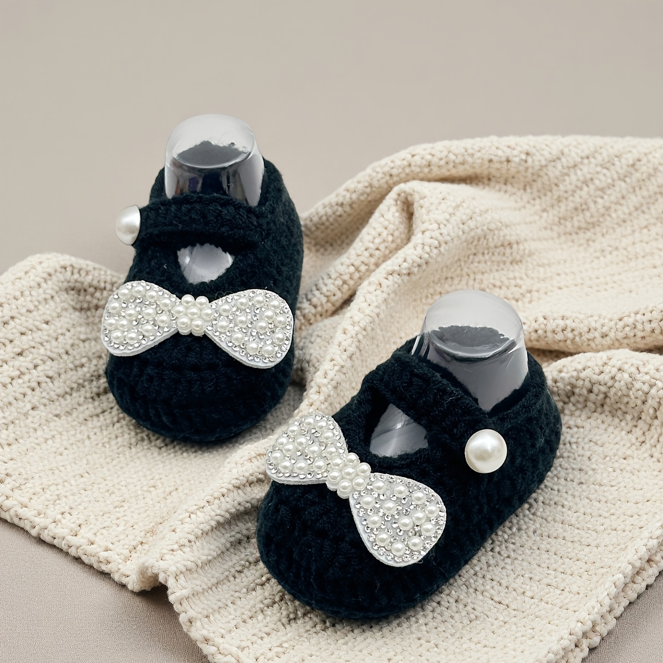 baby girl crochet booties pearl pattern soft knit Temu United