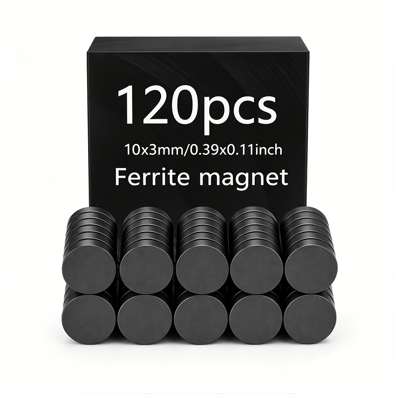 TEMU 120pcs/43pcs (10x3mm) / 69pcs (12x3mm) / 17pcs (8x3mm), Black Round Disc Magnets, Suitable For Refrigerators, Office And Home Use