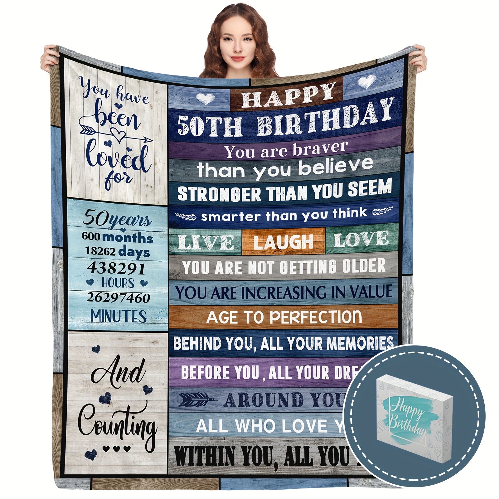 

50th Birthday Gifts For Men Women, Gifts For 50 Year Old Women Men , 50 Years Old Gifts For Men Women, 50th Birthday Gift Blanket