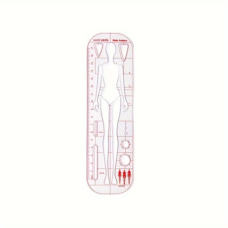 TEMU 1pc Acrylic Fashion Design Human Figure Template Ruler For Skill Competitions, Fashion Illustration Drafting And Designing Tool