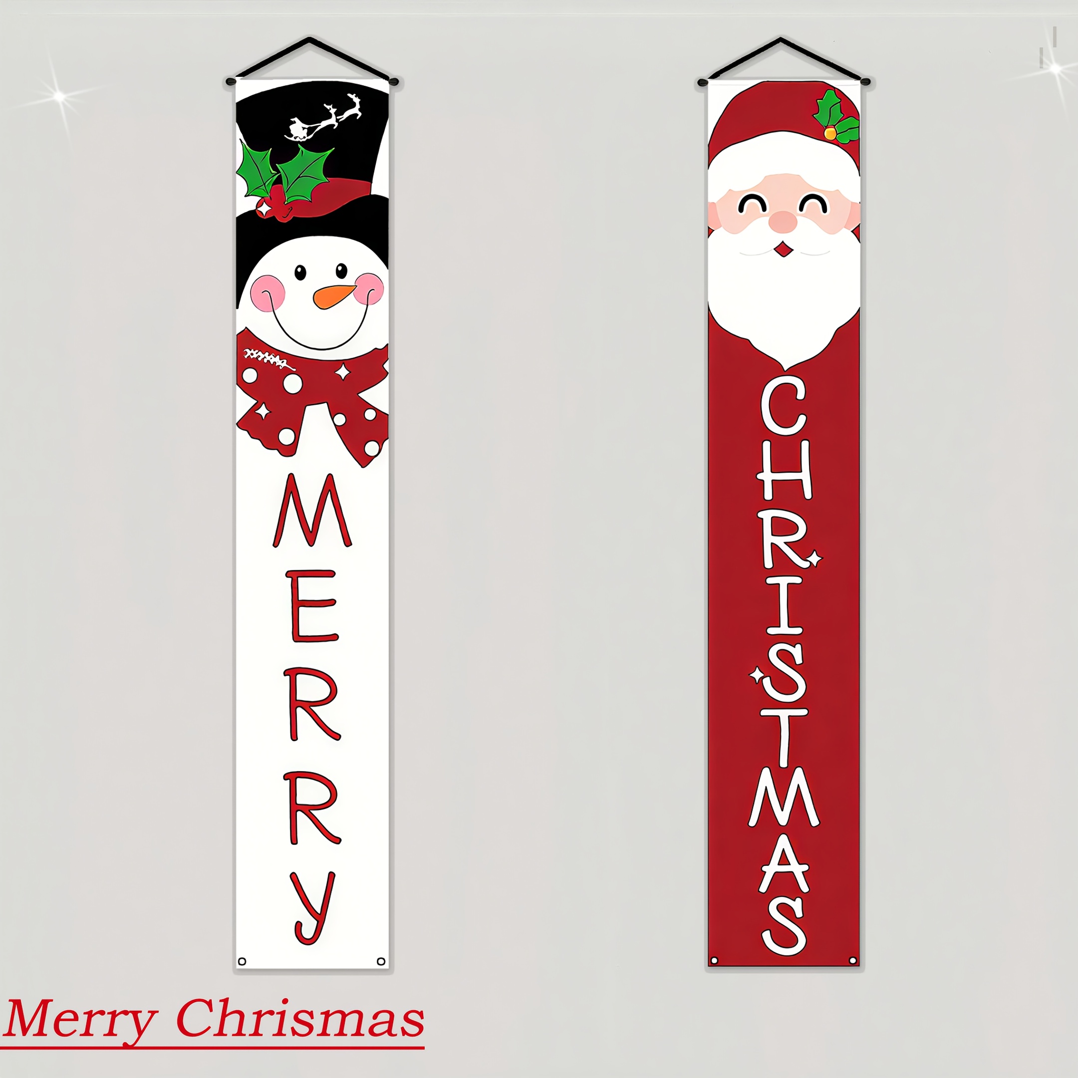 TEMU Decorative Christmas Door Stickers Made Of Durable Polyester Fiber, Perfect For A Atmosphere. This Hanging Banner Set Is Ideal For Family And