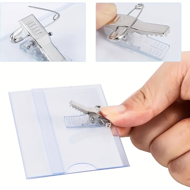 10pcs pvc name tag set with clips and pins transparent id labels suitable for meetings schools and offices