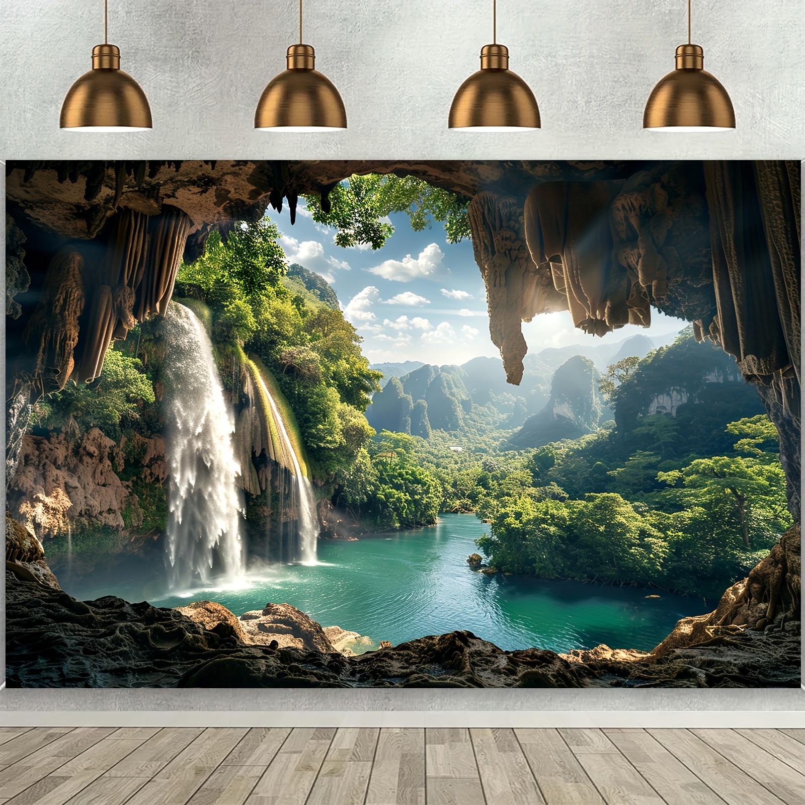 

Tropical & Waterfall Backdrop - Polyester, , Hiking, Camping, And Photoshoots