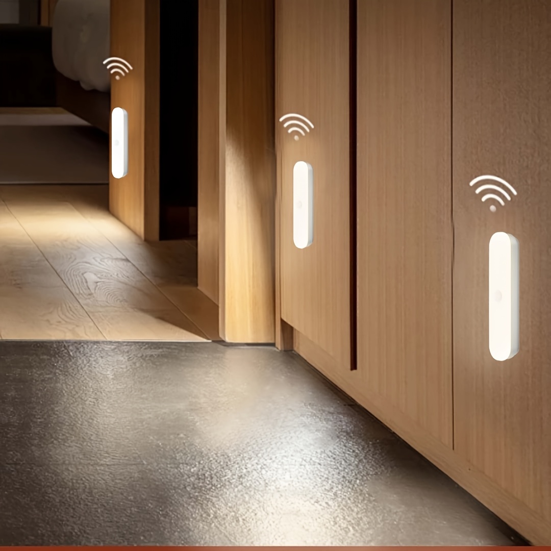 TEMU Luz de noche con sensor de movimiento sin varillas de repuesto, 2/3 piezas, para escaleras, mesita de noche, refrigerador, debajo del gabinete