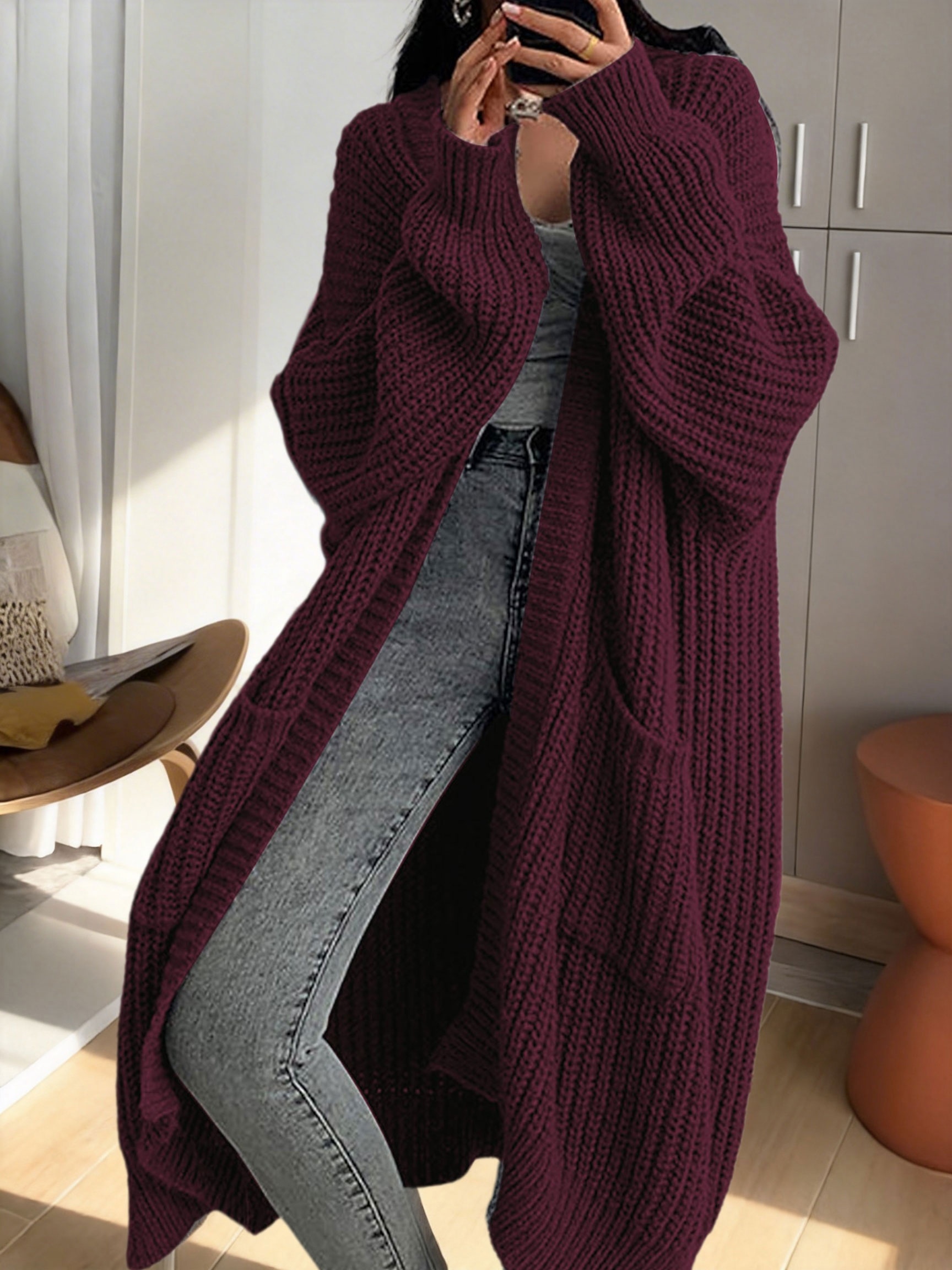 Y2K Long Cardigan Sweater with Long Sleeves