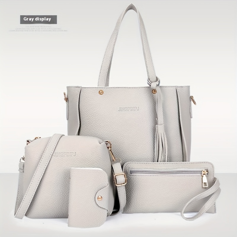 Juego de Bolsos Minimalistas para Mujer, Conjunto de 4 Piezas Estilo Sencillo, Bandolera Moderna para Embarazadas, Bolso Ligero de Hombro y Clutch Compacto, Ideal para Compras y Llevar
