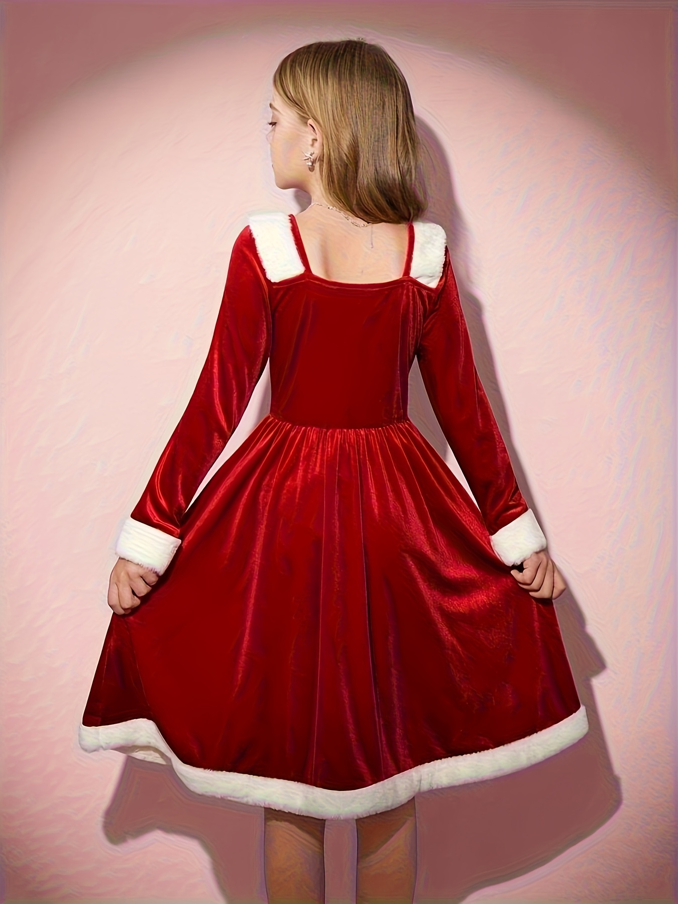 red holiday dress for girls Lito Red Velvet Bodice Plaid Skirt Girls Christmas Dress 5-10, 8 main image 0
